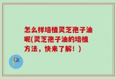 怎么样培植灵芝孢子油呢(灵芝孢子油的培植方法，快来了解！)