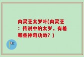 肉灵芝太岁叶(肉灵芝：传说中的太岁，有着哪些神奇功效？)