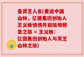善灵芝人名(重返中国山林，亿德集团创始人王义桅悄悄开启陆地朝圣之旅 = 王义桅：亿德集团创始人与灵芝山林之旅)