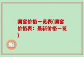 国窖价格一览表(国窖价格表：最新价格一览)