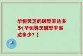 华恒灵芝的破壁率达多少(华恒灵芝破壁率高达多少？)