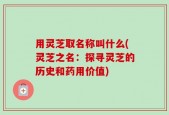 用灵芝取名称叫什么(灵芝之名：探寻灵芝的历史和药用价值)
