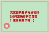 灵芝菌的养护方法视频(如何正确养护灵芝菌？跟着视频学吧！)