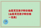 山星灵芝孢子粉价格表(山星灵芝孢子粉价格一览表)