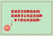 芜湖灵芝招聘信息网(芜湖灵芝公司正在招聘，多个职位欢迎应聘！)
