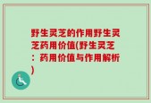 野生灵芝的作用野生灵芝药用价值(野生灵芝：药用价值与作用解析)