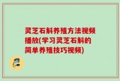 灵芝石斛养殖方法视频播放(学习灵芝石斛的简单养殖技巧视频)