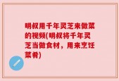 明叔用千年灵芝来做菜的视频(明叔将千年灵芝当做食材，用来烹饪菜肴)