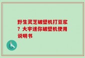 野生灵芝破壁机打豆浆？大宇迷你破壁机使用说明书