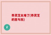 养灵芝太难了(养灵芝的苦与乐)