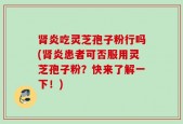 肾炎吃灵芝孢子粉行吗(肾炎患者可否服用灵芝孢子粉？快来了解一下！)