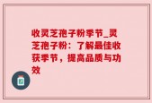 收灵芝孢子粉季节_灵芝孢子粉：了解最佳收获季节，提高品质与功效