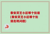 泰安灵芝小区哪个街道(泰安灵芝小区哪个街道出现问题)
