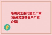 亳州灵芝茶代加工厂家(亳州灵芝茶生产厂家介绍)