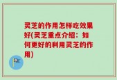 灵芝的作用怎样吃效果好(灵芝重点介绍：如何更好的利用灵芝的作用)