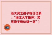 浙大灵芝孢子粉价位表_“浙江大学推荐：灵芝孢子粉价格一览”)