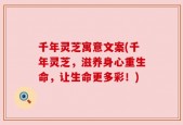千年灵芝寓意文案(千年灵芝，滋养身心重生命，让生命更多彩！)