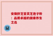 安徽野芝堂灵芝孢子粉：品质卓越的健康养生之选