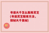 寻道大千怎么服用灵芝(寻道灵芝服用方法，探秘大千奥秘)