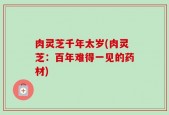 肉灵芝千年太岁(肉灵芝：百年难得一见的药材)