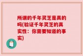 所谓的千年灵芝是真的吗(验证千年灵芝的真实性：你需要知道的事实)