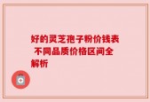 好的灵芝孢子粉价钱表 不同品质价格区间全解析