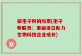 做孢子粉的股票(孢子粉股票：重组蛋白助力生物科技企业成长)