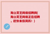 海口灵芝网络招聘网(海口灵芝网络正在招聘，赶快来投简历！)