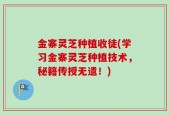 金寨灵芝种植收徒(学习金寨灵芝种植技术，秘籍传授无遗！)