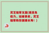 灵芝瑞草文案(提高免疫力，延缓衰老，灵芝瑞草助你健康长寿！)