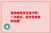 儋州破壁灵芝孢子粉：一次尝试，超乎你想象的效果”