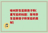 啥叫野生苔藓孢子粉(重写后的标题：探寻野生苔藓孢子粉背后的奥秘)