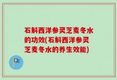 石斛西洋参灵芝麦冬水的功效(石斛西洋参灵芝麦冬水的养生效能)