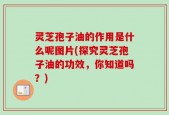 灵芝孢子油的作用是什么呢图片(探究灵芝孢子油的功效，你知道吗？)