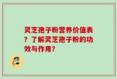 灵芝孢子粉营养价值表？了解灵芝孢子粉的功效与作用？