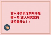 古人评价灵芝的句子是哪一句(古人对灵芝的评价是什么？)