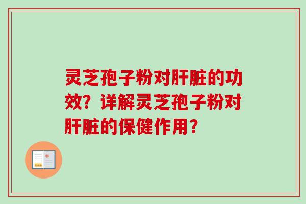 灵芝孢子粉对肝脏的功效？详解灵芝孢子粉对肝脏的保健作用？