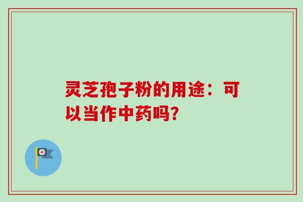 灵芝孢子粉的用途：可以当作中药吗？