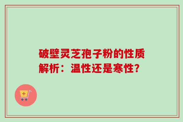 破壁灵芝孢子粉的性质解析：温性还是寒性？