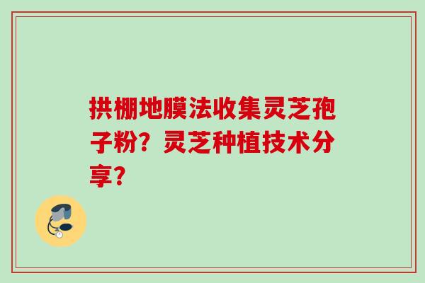 拱棚地膜法收集灵芝孢子粉?灵芝种植技术分享? 拱棚地膜法收集灵芝孢子粉?灵芝种植技术分享?