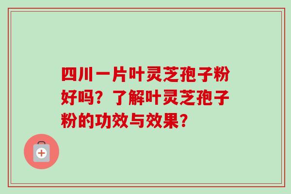 四川一片叶灵芝孢子粉好吗?了解叶灵芝孢子粉的功效与效果? 四川一片叶灵芝孢子粉好吗?了解叶灵芝孢子粉的功效与效果?