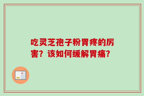 吃灵芝孢子粉胃疼的厉害？该如何缓解胃痛？