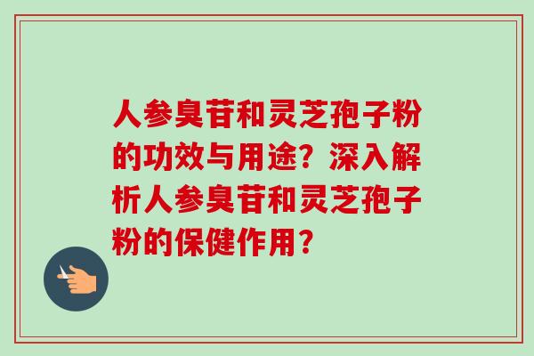 人参臭苷和灵芝孢子粉的功效与用途?深入解析人参臭苷和灵芝孢子粉的保健作用? 人参臭苷和灵芝孢子粉的功效与用途?深入解析人参臭苷和灵芝孢子粉的保健作用?