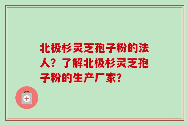 北极杉灵芝孢子粉的法人？了解北极杉灵芝孢子粉的生产厂家？