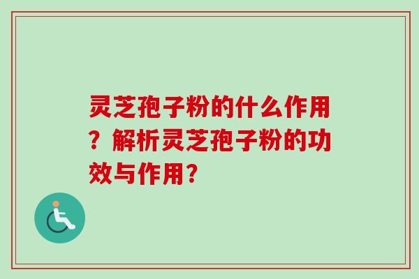 灵芝孢子粉的什么作用？解析灵芝孢子粉的功效与作用？