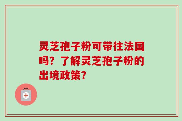 灵芝孢子粉可带往法国吗?了解灵芝孢子粉的出境政策? 灵芝孢子粉可带往法国吗?了解灵芝孢子粉的出境政策?