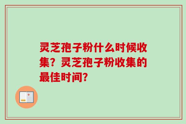 灵芝孢子粉什么时候收集?灵芝孢子粉收集的佳时间? 灵芝孢子粉什么时候收集?灵芝孢子粉收集的佳时间?
