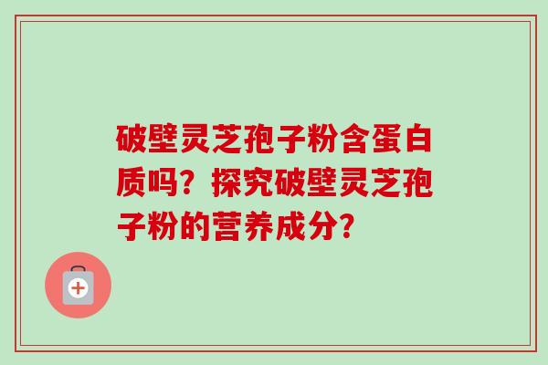 破壁灵芝孢子粉含蛋白质吗?探究破壁灵芝孢子粉的营养成分? 破壁灵芝孢子粉含蛋白质吗?探究破壁灵芝孢子粉的营养成分?