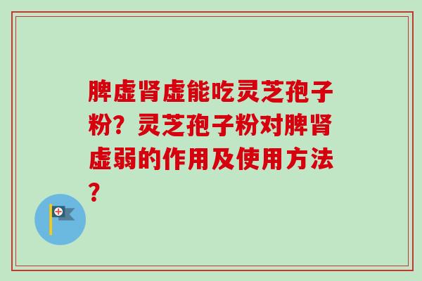 脾虚虚能吃灵芝孢子粉？灵芝孢子粉对脾虚弱的作用及使用方法？