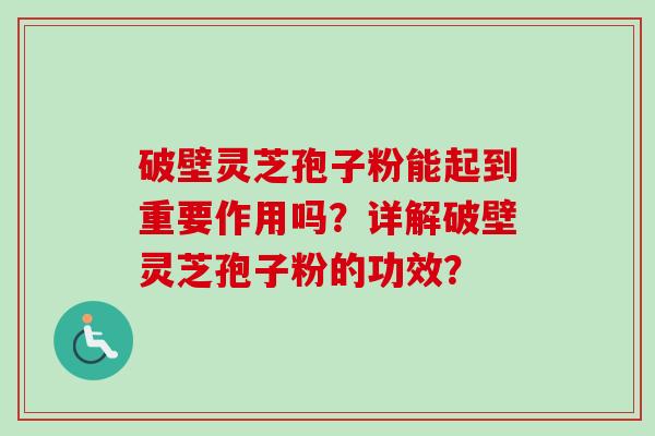 破壁灵芝孢子粉能起到重要作用吗？详解破壁灵芝孢子粉的功效？
